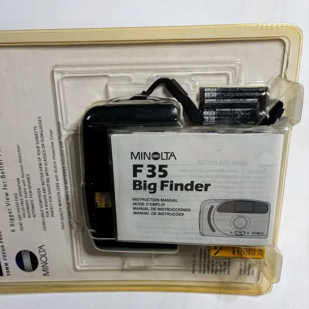 New Minolta F35 Big Finder Gold Point & Shoot 35mm Film Camera Vintage 90s Y2K